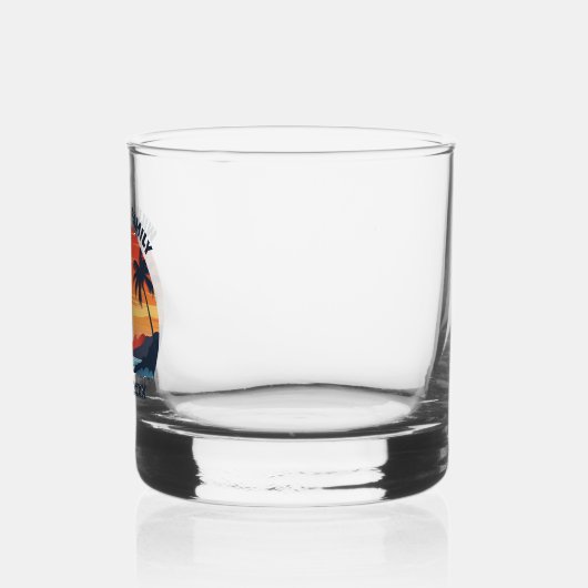 Aangepaste Maui Trip Sunrise Palmbomen Keepsake Whisky Glas (Links)