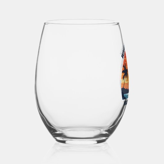 Aangepaste Maui Trip Sunrise Palmbomen Keepsake Wijnglas Zonder Voet (Rechts)