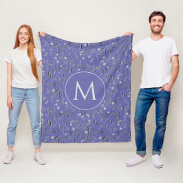 Aangepaste Mauve Floral MONOGRAM Fleece Deken