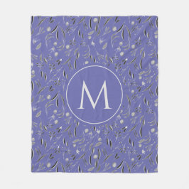 Aangepaste Mauve Floral MONOGRAM Fleece Deken