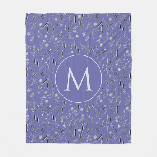 Aangepaste Mauve Floral MONOGRAM Fleece Deken (Voorkant)