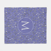 Aangepaste Mauve Floral MONOGRAM Fleece Deken (Voorkant (Horizontaal))