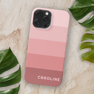 Aangepaste Mauve Taupe Perzik Blush Roze Strepen iPhone 15 Pro Max Hoesje