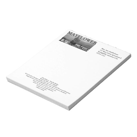 Aangepaste Mayflower Ancestors lijn Notitieblok (Linkerzijde)