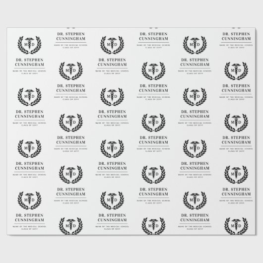 Aangepaste MD Doctor of Medicine Med School Afstud Cadeaupapier (Vlak)