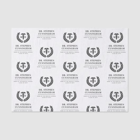 Aangepaste MD Doctor of Medicine Med School Afstud Tissuepapier (Voorkant)