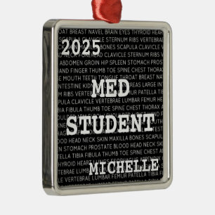 Aangepaste Med Student Medische Terminologie Kerst Metalen Ornament