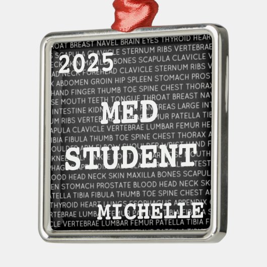 Aangepaste Med Student Medische Terminologie Kerst Metalen Ornament (Links)