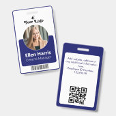 Aangepaste medewerker | Foto, functietitel, QR, na Badge (Voor- en achterkant)