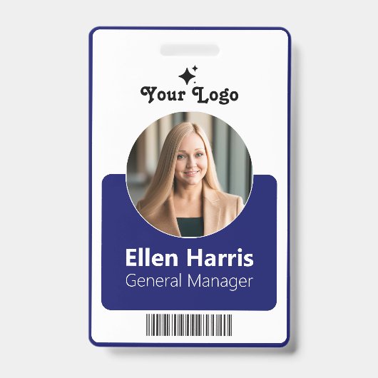 Aangepaste medewerker | Foto, functietitel, QR, na Badge (Voorzijde)