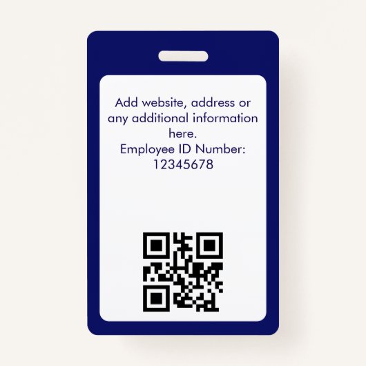 Aangepaste medewerker | Foto, functietitel, QR, na Badge (Achterkant)