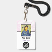 Aangepaste Medewerker - Foto, Logo, Bar Code en Na Badge (Voorzijde met lanyard)
