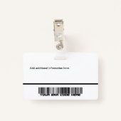 Aangepaste medewerker - Foto, Logo, streepjescode  Badge (Achterkant met clip)