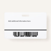 Aangepaste medewerker - Foto, Logo, streepjescode  Badge (Achterkant)