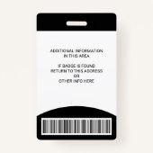 Aangepaste medewerker Foto Naam Rol-ID Logo Barcod Badge (Achterkant)