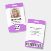 Aangepaste medewerker Foto Naam Rol-ID Logo Barcod Badge (Voor- en achterkant)