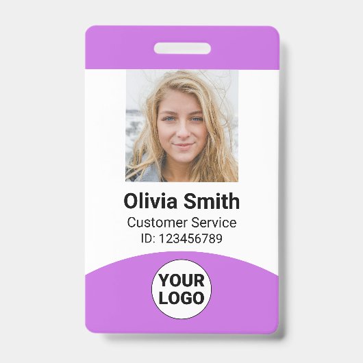 Aangepaste medewerker Foto Naam Rol-ID Logo Barcod Badge (Voorzijde)