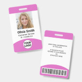 Aangepaste medewerker Foto Naam Rol-ID Logo Barcod Badge (Voor- en achterkant)