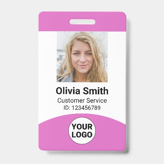 Aangepaste medewerker Foto Naam Rol-ID Logo Barcod Badge (Voorzijde)