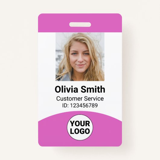 Aangepaste medewerker Foto Naam Rol-ID Logo Barcod Badge (Voorkant)