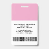 Aangepaste Medewerker - Foto, streepjescode, logo, Badge (Achterkant)