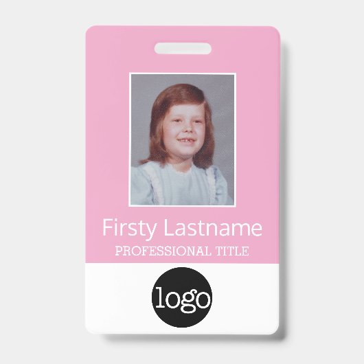 Aangepaste Medewerker - Foto, streepjescode, logo, Badge (Voorzijde)