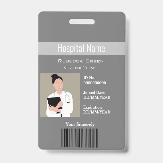 Aangepaste medewerker Foto-streepjescode Logo-ID Badge (Voorzijde)