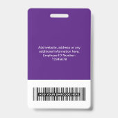 Aangepaste medewerker Grote foto Paarse Logo Badge (Achterkant)