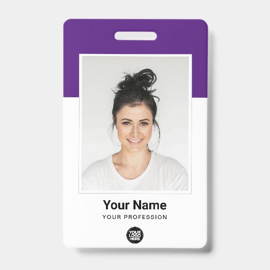Aangepaste medewerker Grote foto Paarse Logo Badge (Voorzijde)