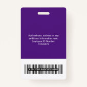 Aangepaste medewerker Grote foto Paarse Logo Badge (Achterkant)
