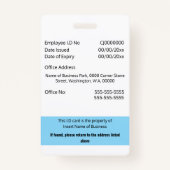 Aangepaste medewerker ID-kaart bewerkbaar blauw wi Badge (Achterkant)