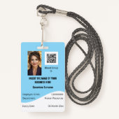 Aangepaste medewerker ID-kaart bewerkbaar blauw wi Badge (Voorkant met draagriem)