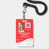 Aangepaste medewerker ID-kaart bewerkbaar rood wit Badge (Front with Lanyard)