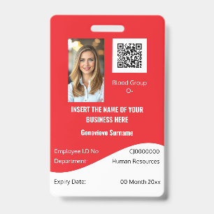 Aangepaste medewerker ID-kaart bewerkbaar rood wit Badge