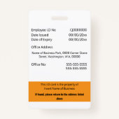 Aangepaste medewerker ID-kaart bewerkbaar sinaasap Badge (Achterkant)