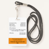 Aangepaste medewerker ID-kaart bewerkbaar sinaasap Badge (Achterkant met draagriem)