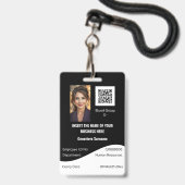 Aangepaste medewerker ID-kaart bewerkbaar zwart wi Badge (Front with Lanyard)