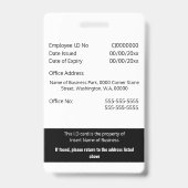 Aangepaste medewerker ID-kaart bewerkbaar zwart wi Badge (Back)