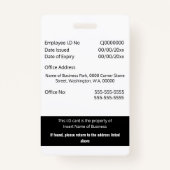 Aangepaste medewerker ID-kaart bewerkbaar zwart wi Badge (Achterkant)