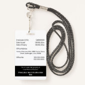 Aangepaste medewerker ID-kaart bewerkbaar zwart wi Badge (Achterkant met draagriem)