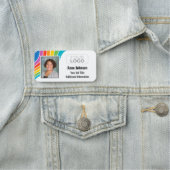 Aangepaste medewerker Logo Foto-ID Regenboogkleure Naamplaatje (In situ)