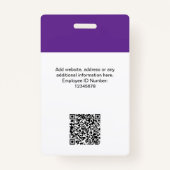 Aangepaste Medewerker Moderne ID Kaart paarse QR Badge (Achterkant)