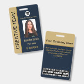 aangepaste medewerker, naam, blauwe ID, streepjesc Badge (Voor- en achterkant)