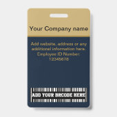 aangepaste medewerker, naam, blauwe ID, streepjesc Badge (Achterkant)