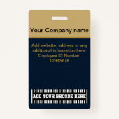 aangepaste medewerker, naam, blauwe ID, streepjesc Badge (Achterkant)