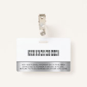 Aangepaste medewerker streepjescode Logo Naam Grij Badge (Achterkant met clip)