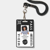 Aangepaste Media Pass Photo ID Business Logo | Zwa Badge (Voorzijde met lanyard)