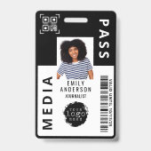 Aangepaste Media Pass Photo ID Business Logo | Zwa Badge (Voorzijde)