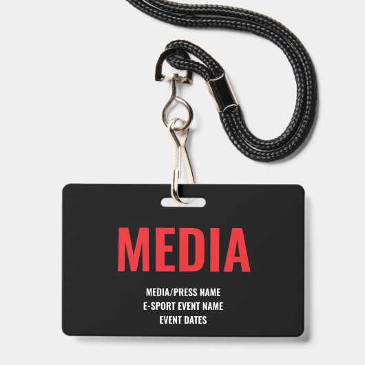 Aangepaste Media Pers Toegang Minimalistische E-Sp Badge (Voorzijde met lanyard)