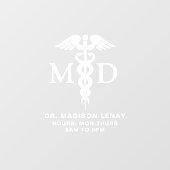 Aangepaste Medisch Arts MD Caduceus Werkuren Raamsticker (Vel)